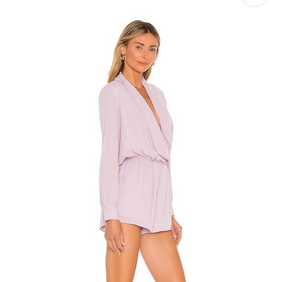 Revolve Superdown Kaycie Drape Neck Romper in Lilac - Picture 3 of 7
